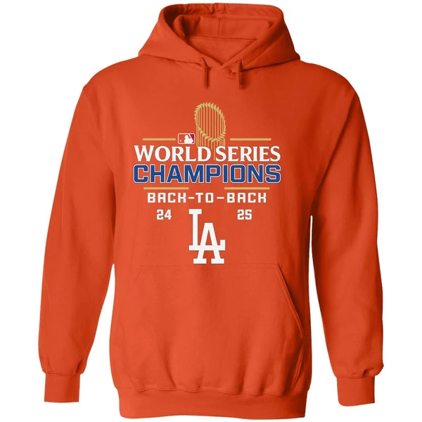 Los Angeles Dodgers Mlb Logo Baseball Back 2 Back World Series Champions 24 25 Hoodie - Image 6