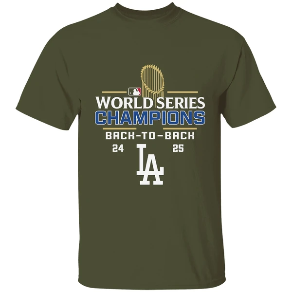 Los Angeles Dodgers Mlb Logo Baseball Back 2 Back World Series Champions 24 25 Shirt - Image 3