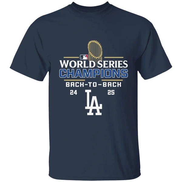 Los Angeles Dodgers Mlb Logo Baseball Back 2 Back World Series Champions 24 25 Shirt - Image 4
