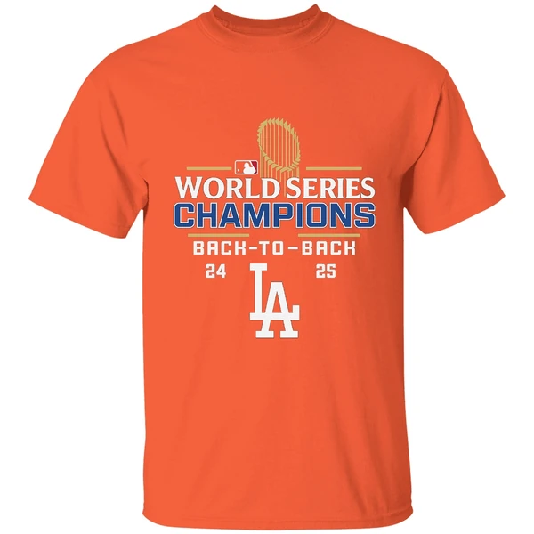 Los Angeles Dodgers Mlb Logo Baseball Back 2 Back World Series Champions 24 25 Shirt - Image 5