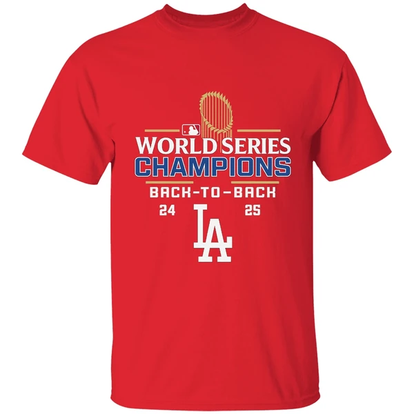Los Angeles Dodgers Mlb Logo Baseball Back 2 Back World Series Champions 24 25 Shirt - Image 6