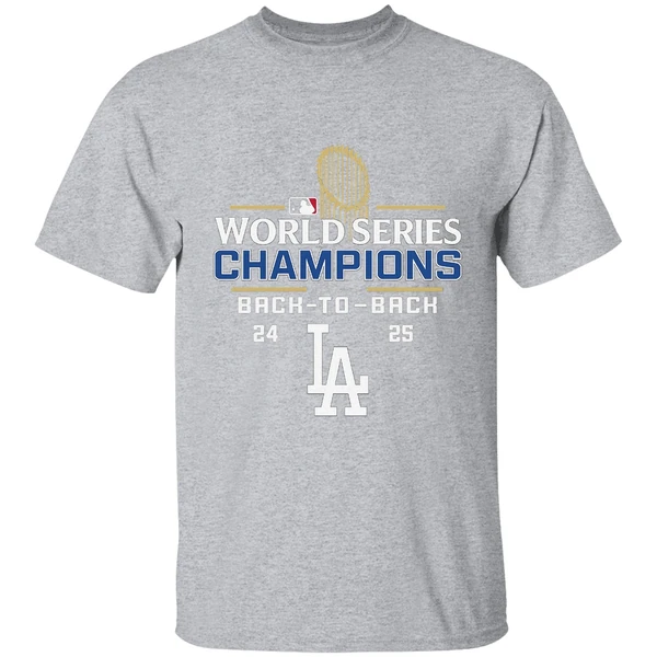 Los Angeles Dodgers Mlb Logo Baseball Back 2 Back World Series Champions 24 25 Shirt