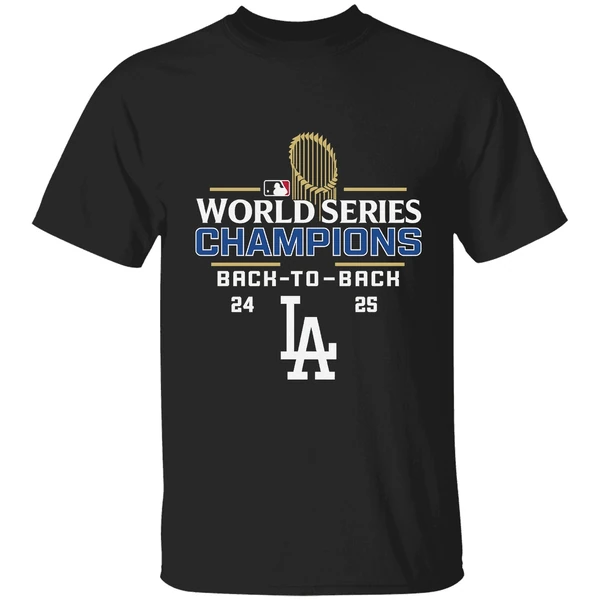 Los Angeles Dodgers Mlb Logo Baseball Back 2 Back World Series Champions 24 25 Shirt - Image 8