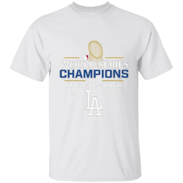 Los Angeles Dodgers Mlb Logo Baseball Back 2 Back World Series Champions 24 25 Shirt - Image 9