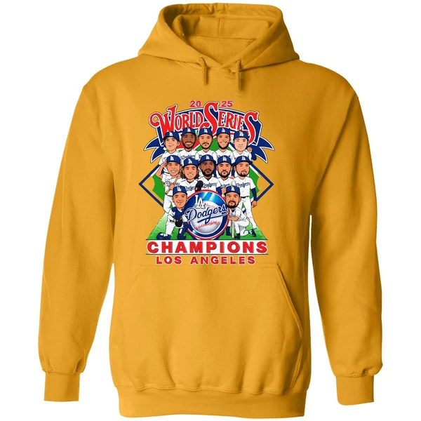 Los Angeles Dodgers World Series Champions 2025 Caricature Hoodie