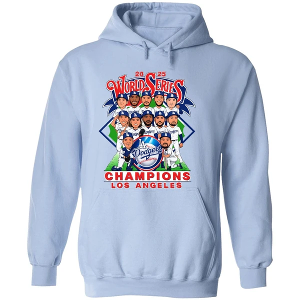 Los Angeles Dodgers World Series Champions 2025 Caricature Hoodie - Image 4