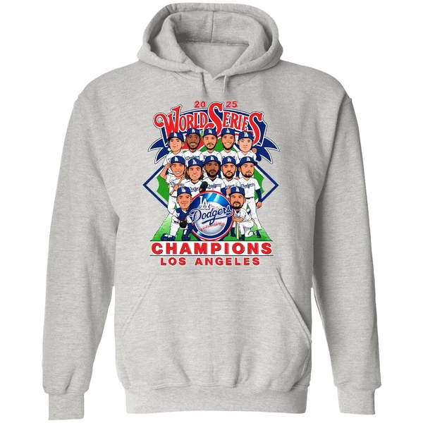 Los Angeles Dodgers World Series Champions 2025 Caricature Hoodie - Image 9