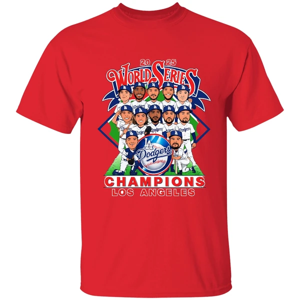 Los Angeles Dodgers World Series Champions 2025 Caricature Shirt - Image 4