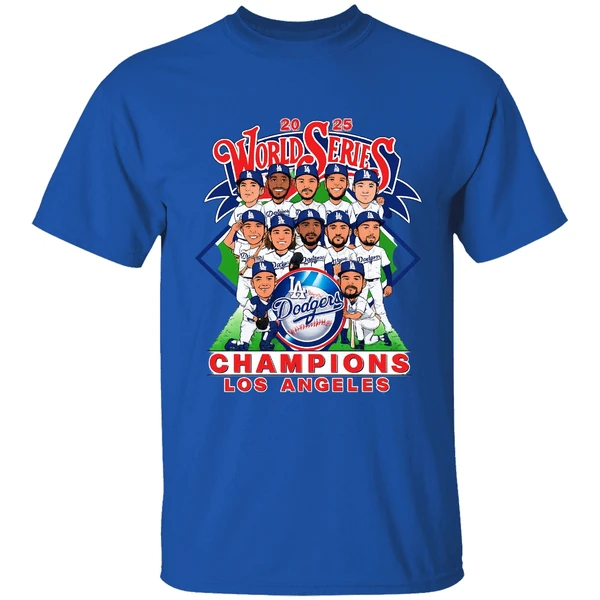 Los Angeles Dodgers World Series Champions 2025 Caricature Shirt - Image 5