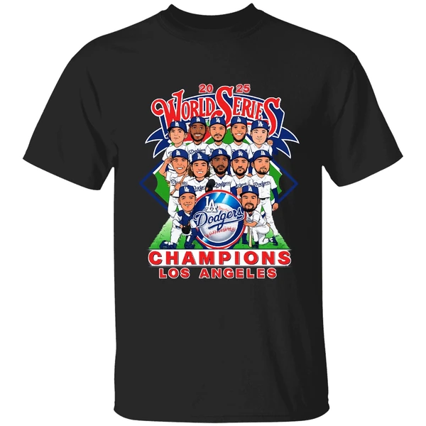 Los Angeles Dodgers World Series Champions 2025 Caricature Shirt - Image 7