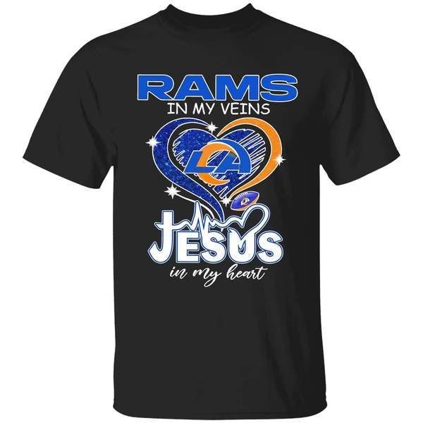 Los Angeles Rams In My Veins Jesus In My Heart Logo Shirt