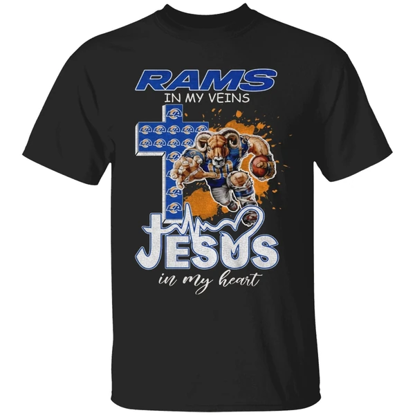 Los Angeles Rams In My Veins Jesus In My Heart Nfl Football Shirt