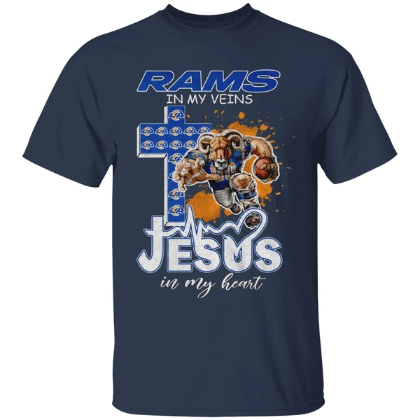 los angeles rams in my veins jesus in my heart nfl football shirt navy