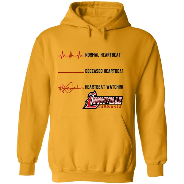 Louisville Cardinals Normal Heartbeat Deceased Heartbeat Heartbeat Watching Hoodie