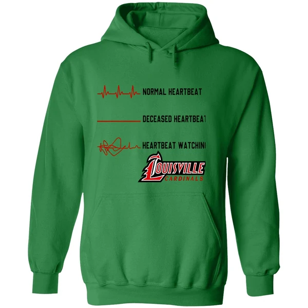 Louisville Cardinals Normal Heartbeat Deceased Heartbeat Heartbeat Watching Hoodie - Image 2
