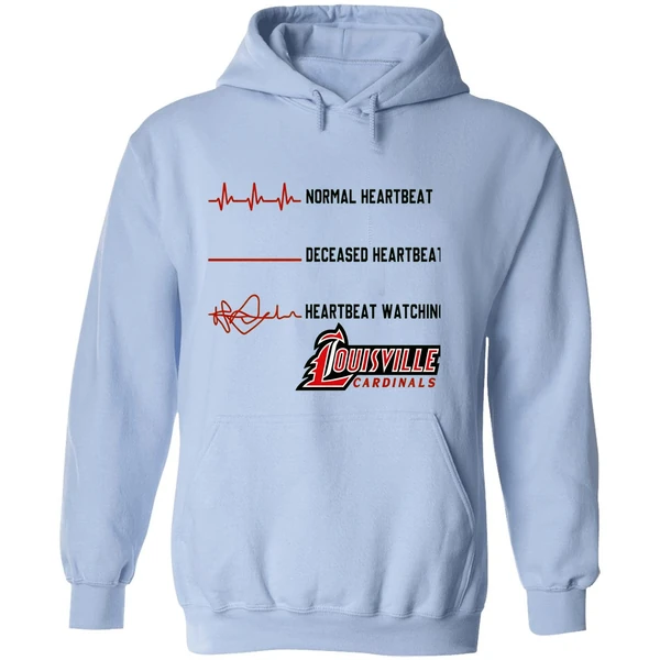 Louisville Cardinals Normal Heartbeat Deceased Heartbeat Heartbeat Watching Hoodie - Image 4