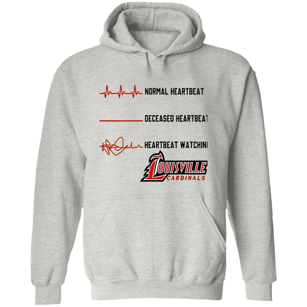 Louisville Cardinals Normal Heartbeat Deceased Heartbeat Heartbeat Watching Hoodie - Image 9