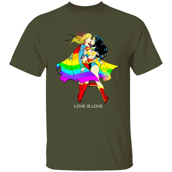 Love Is Love Supergirl And Wonder Woman Lgbt Shirt - Image 3