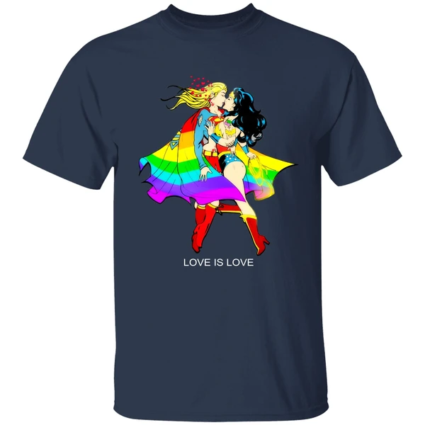 Love Is Love Supergirl And Wonder Woman Lgbt Shirt - Image 4