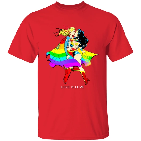 Love Is Love Supergirl And Wonder Woman Lgbt Shirt - Image 6