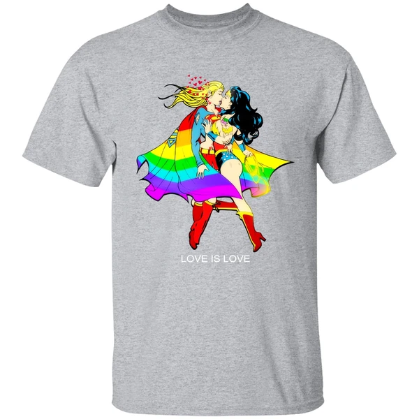 Love Is Love Supergirl And Wonder Woman Lgbt Shirt - Image 8