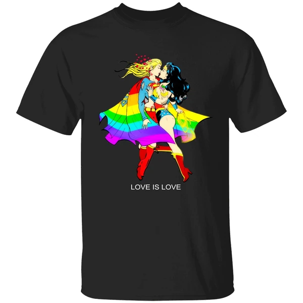 Love Is Love Supergirl And Wonder Woman Lgbt Shirt - Image 9