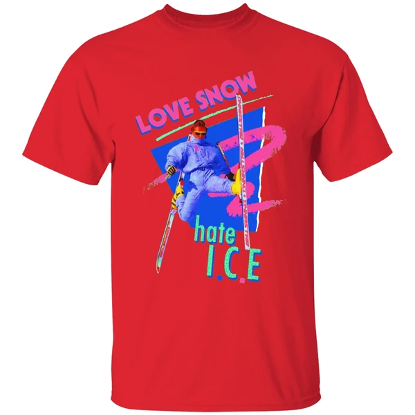 Love Snow Hate I C E Retro 80s Style Neon Skiing Shirt - Image 4