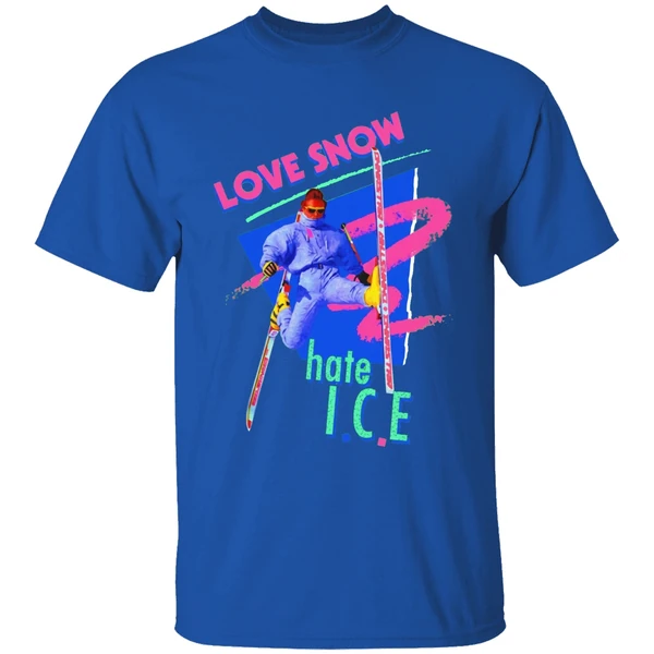 Love Snow Hate I C E Retro 80s Style Neon Skiing Shirt - Image 5