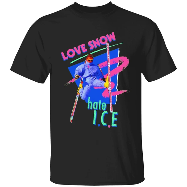 Love Snow Hate I C E Retro 80s Style Neon Skiing Shirt - Image 7