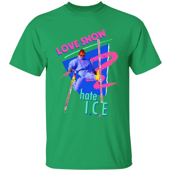 Love Snow Hate I C E Retro 80s Style Neon Skiing Shirt - Image 8