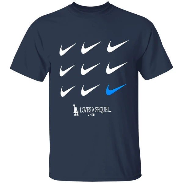 Loves A Sequel Los Angeles Dodgers Nike 2025 World Series Champions Shirt - Image 4