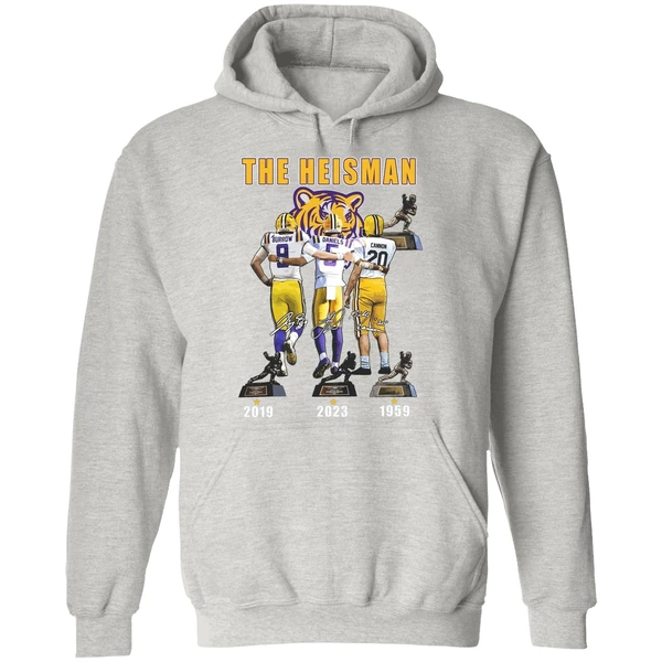 Lsu Tigers The Heisman Trophy Jayden Daniels Joe Burrow Billy Cannon Hoodie - Image 9