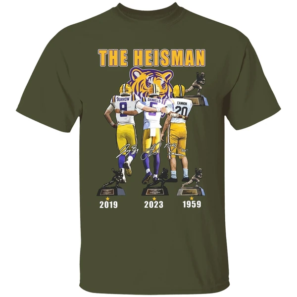 lsu tigers the heisman trophy jayden daniels joe burrow billy cannon shirt militarygreen