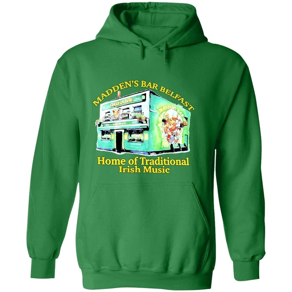 Maddens Bar Belfast Home Of Traditional Irish Music Hoodie - Image 2