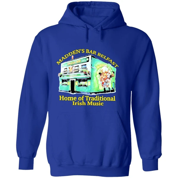 Maddens Bar Belfast Home Of Traditional Irish Music Hoodie - Image 7