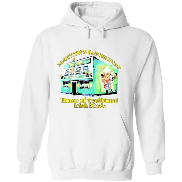 Maddens Bar Belfast Home Of Traditional Irish Music Hoodie - Image 8