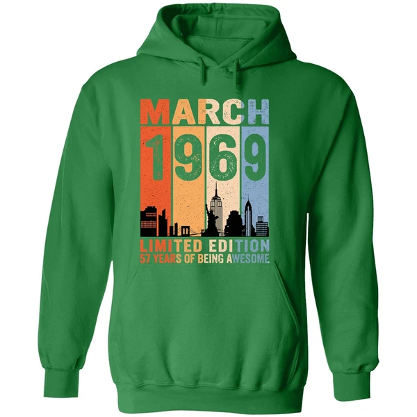 March 1969 Limited Edition 57 Years Of Being Awesome City Vintage Hoodie - Image 2