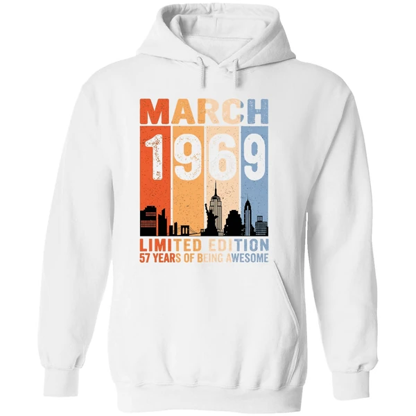 March 1969 Limited Edition 57 Years Of Being Awesome City Vintage Hoodie - Image 8