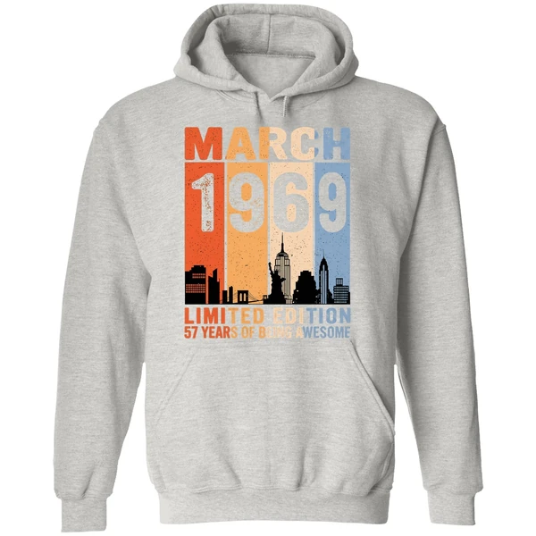 March 1969 Limited Edition 57 Years Of Being Awesome City Vintage Hoodie - Image 9