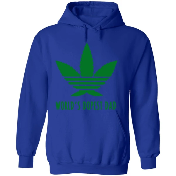 Marijuana World's Dopest Dad Black Hoodie - Image 7
