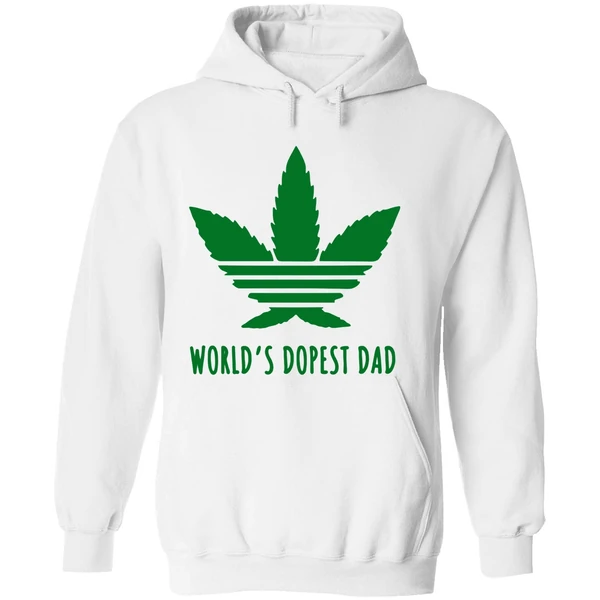 Marijuana World's Dopest Dad Black Hoodie - Image 8