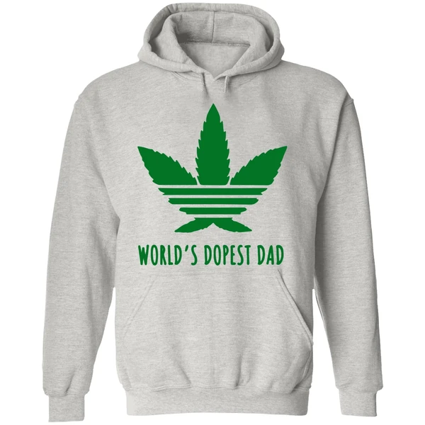 Marijuana World's Dopest Dad Black Hoodie - Image 9