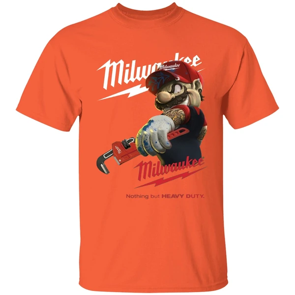 mario milwaukee nothing but heavy duty shirt orange