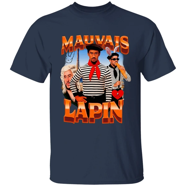 mauvais lapin bad bunny graphic shirt navy