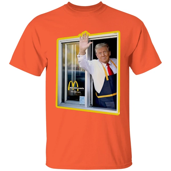 mcdonalds trump drive thru window shirt orange