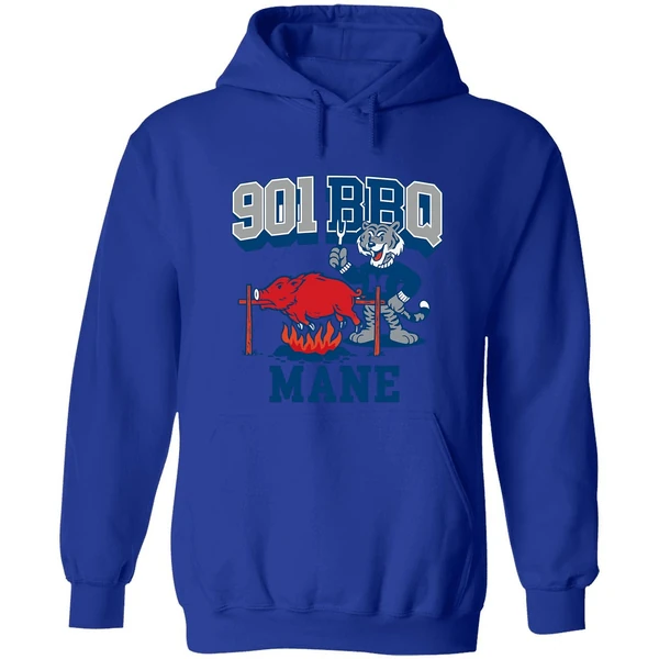 Memphis Tigers Beat Arkansas Razorbacks 901 Bbq Mane Mascot Hoodie - Image 3
