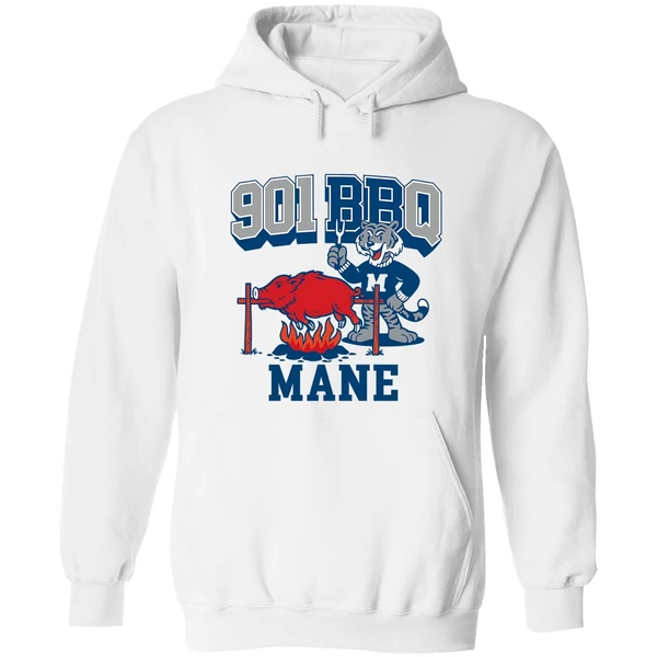 Memphis Tigers Beat Arkansas Razorbacks 901 Bbq Mane Mascot Hoodie - Image 6