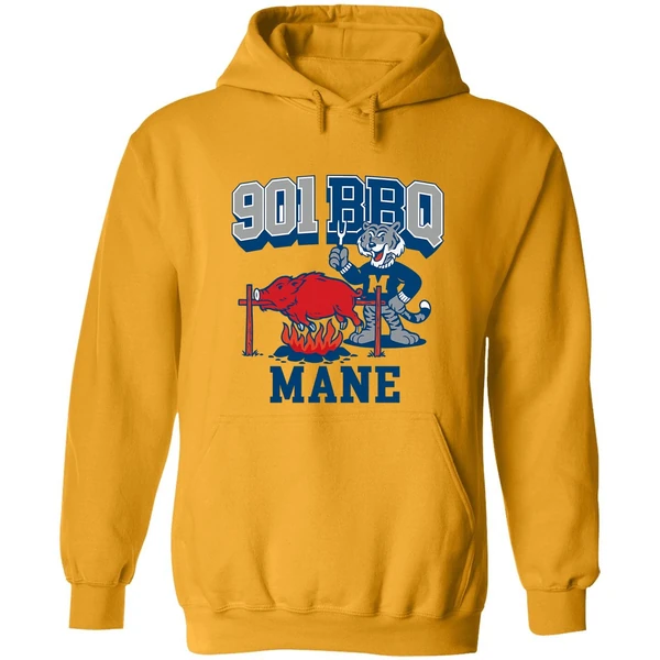 Memphis Tigers Beat Arkansas Razorbacks 901 Bbq Mane Mascot Hoodie - Image 9