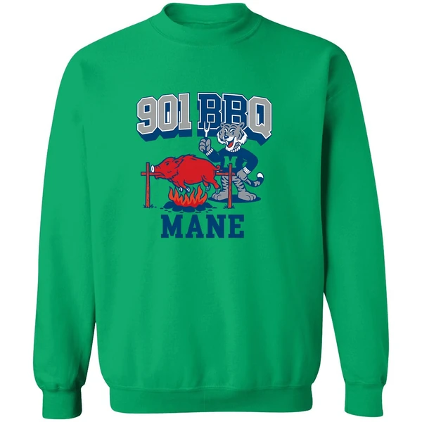 Memphis Tigers Beat Arkansas Razorbacks 901 Bbq Mane Mascot Sweatshirt - Image 2