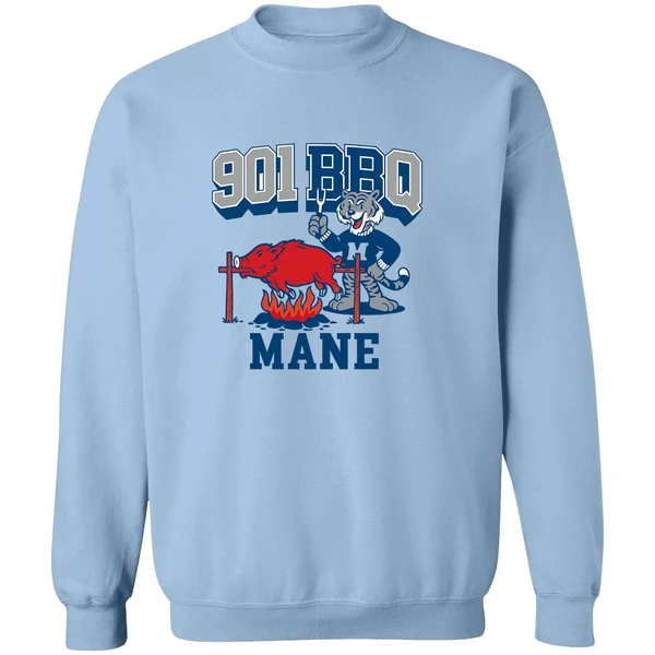 Memphis Tigers Beat Arkansas Razorbacks 901 Bbq Mane Mascot Sweatshirt - Image 3